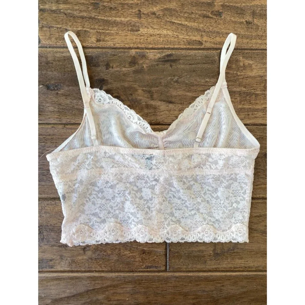 Victoria's Secret Pink Cream Lace Longline Bralette Women's Large Coquette